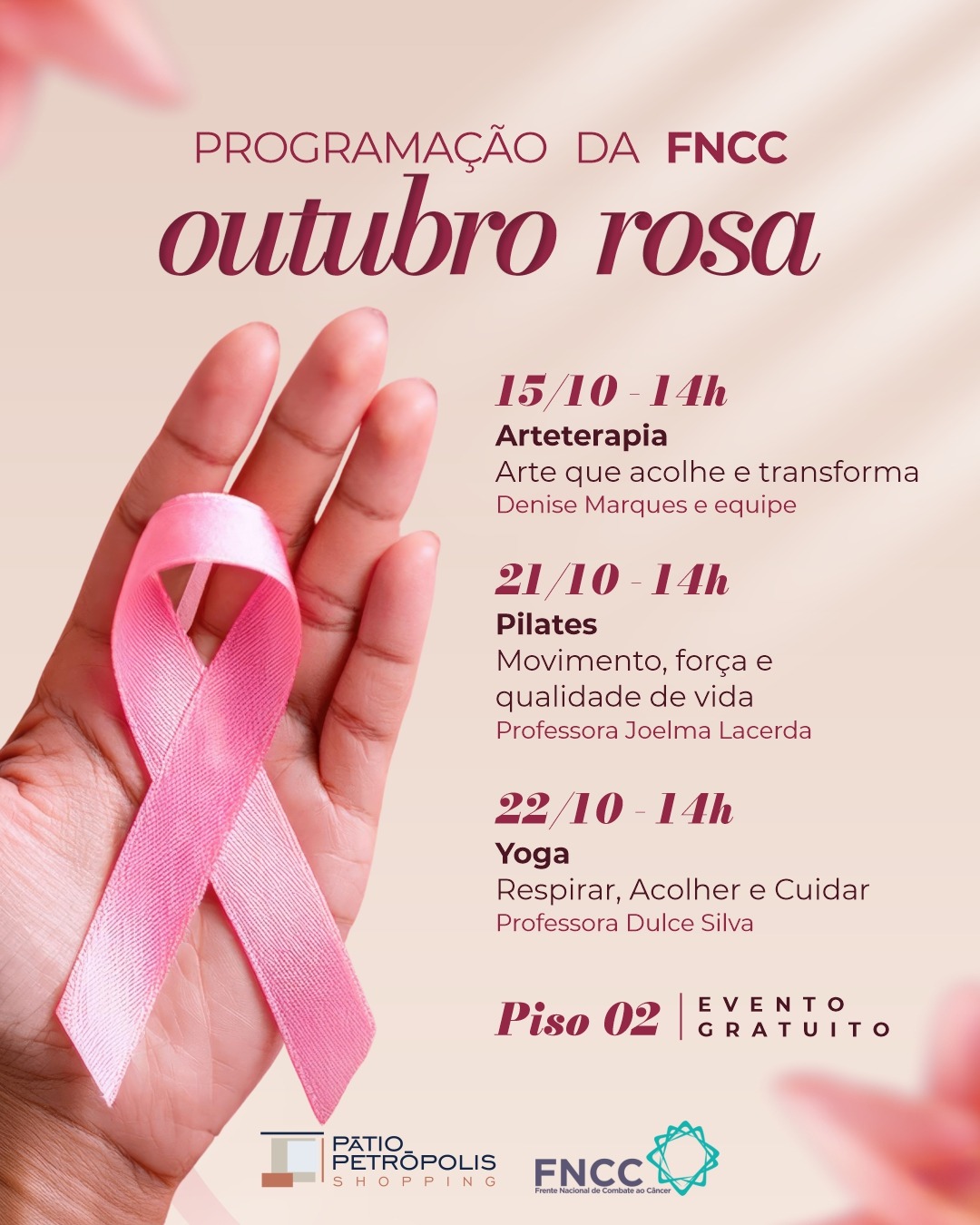 Outubro Rosa no Pátio Petrópolis com a FNCC no Patio Petropolis